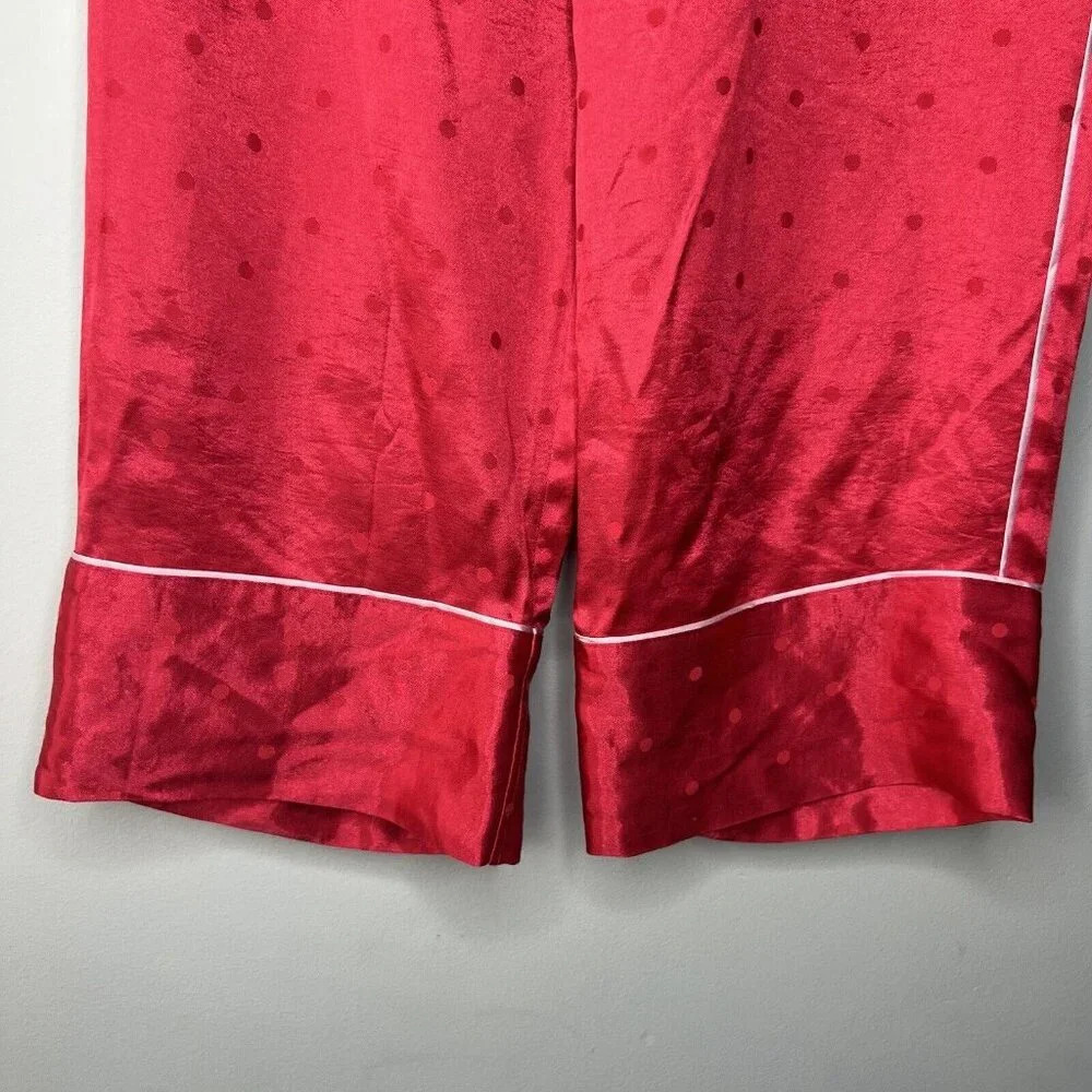 Victoria’s Secret Satin Silky Red Pajama Pants Pila Dot With Pockets Sz M - Picture 3 of 10